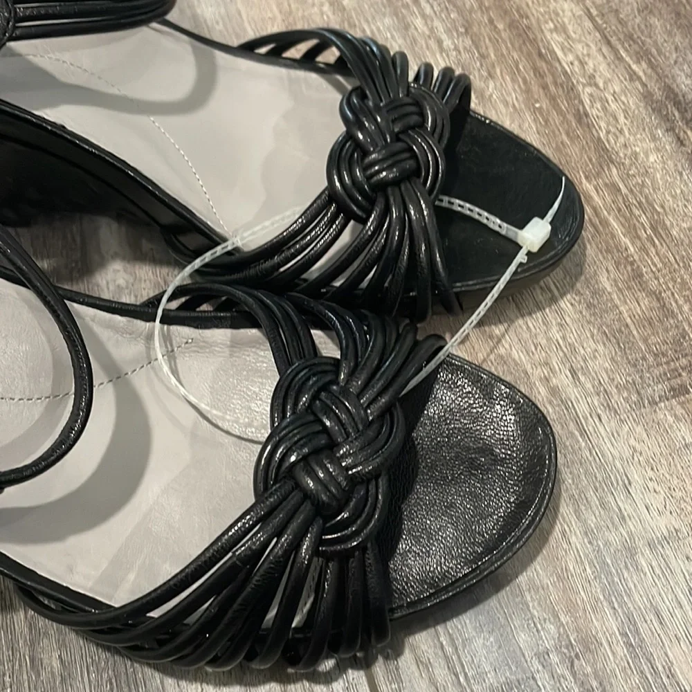Umberto Raffini black leather wedge sandals EU 40